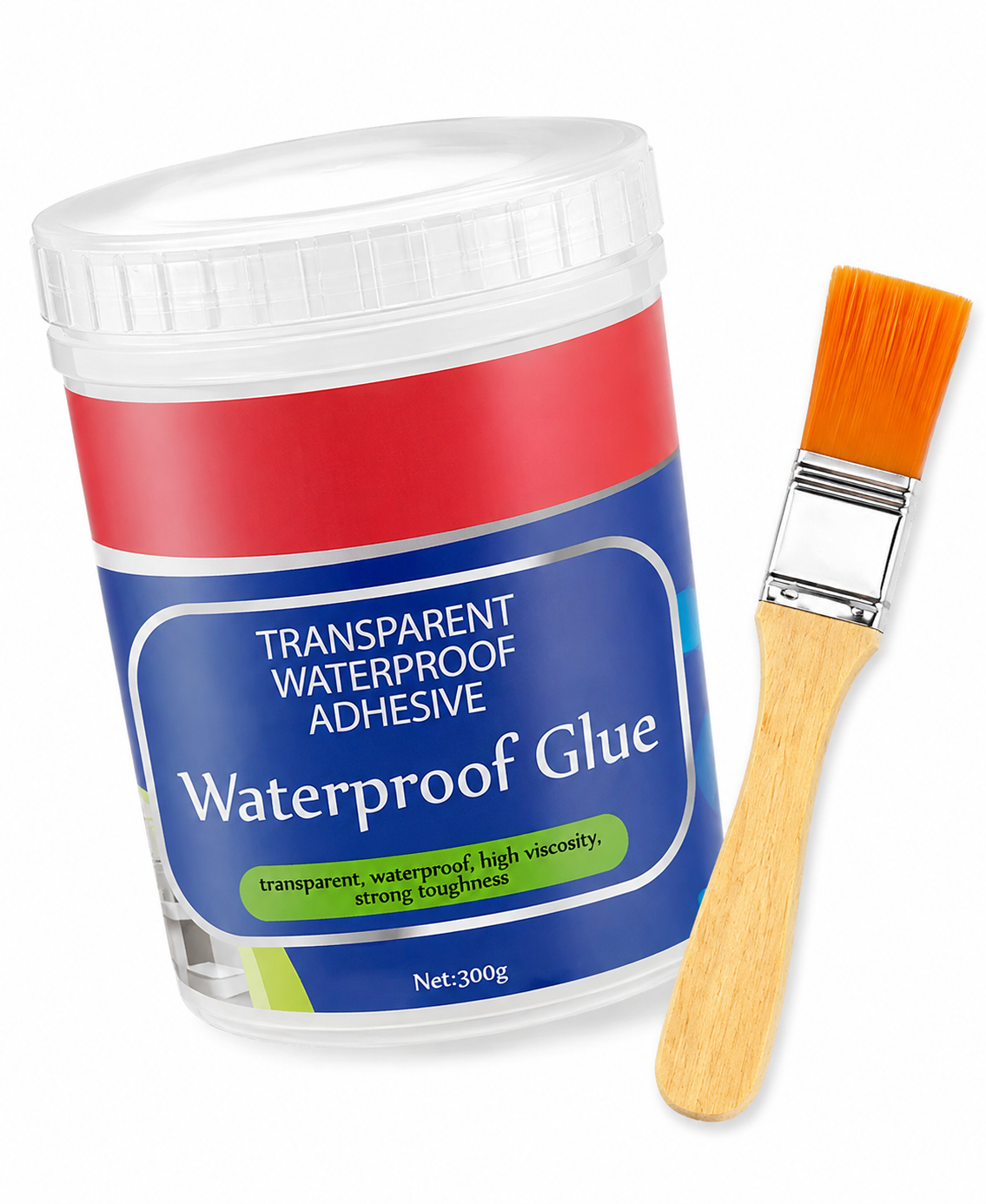 Waterproof Crack Seal Glue with Applicator Brush — Transparent Adhesive (300g)